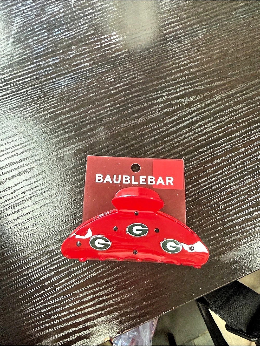 BaubleBar University of Georgia Logo Hair Claw Clip Red & White
